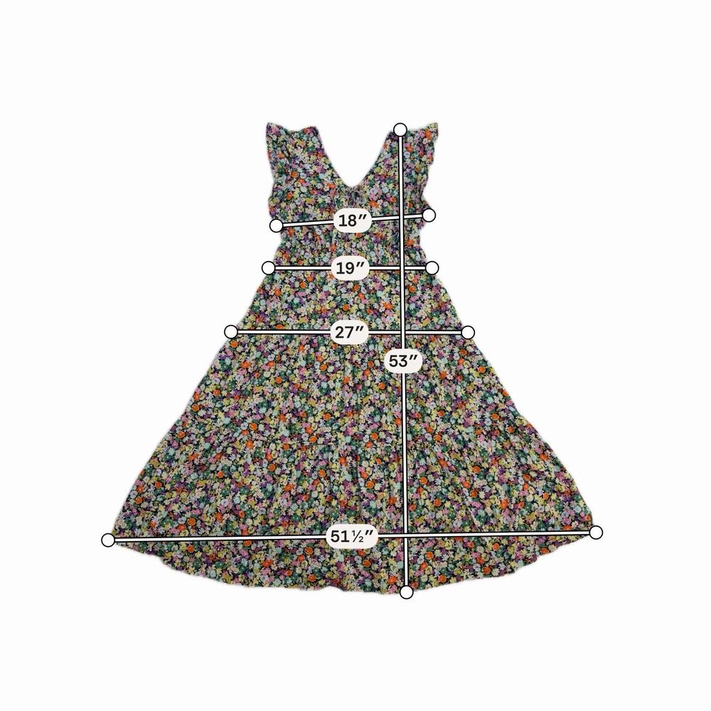 Gap Cotton Maxi Dress Colorful Floral Keyhole Tie Front Women’s L Cottagecore - Picture 13 of 13